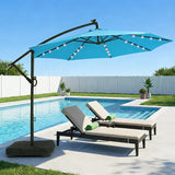 10 ft. Solar LED Patio Offset Umbrella Outdoor Cantilever Umbrella with Weighted Base