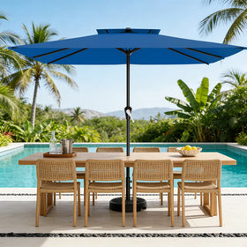 8×10FT All-Steel 2-Tier Air Vent Rectangular Patio Umbrella, UPF 50+ UV Protection